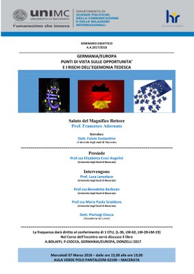 Locandina - Germania/Europa. Punti di vista sulle opportunità e i rischi dell'egemonia tedesca 